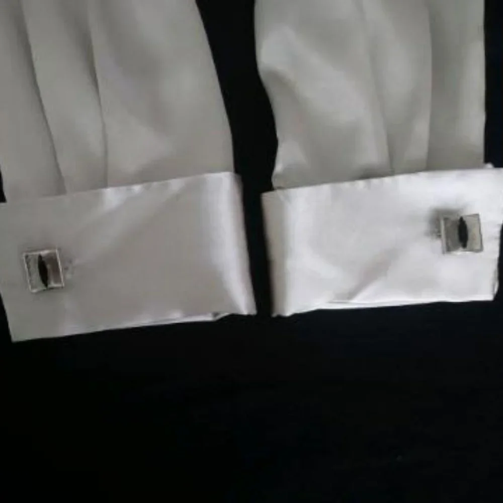 Vintage French Cuff Links - Silver with Black Stone